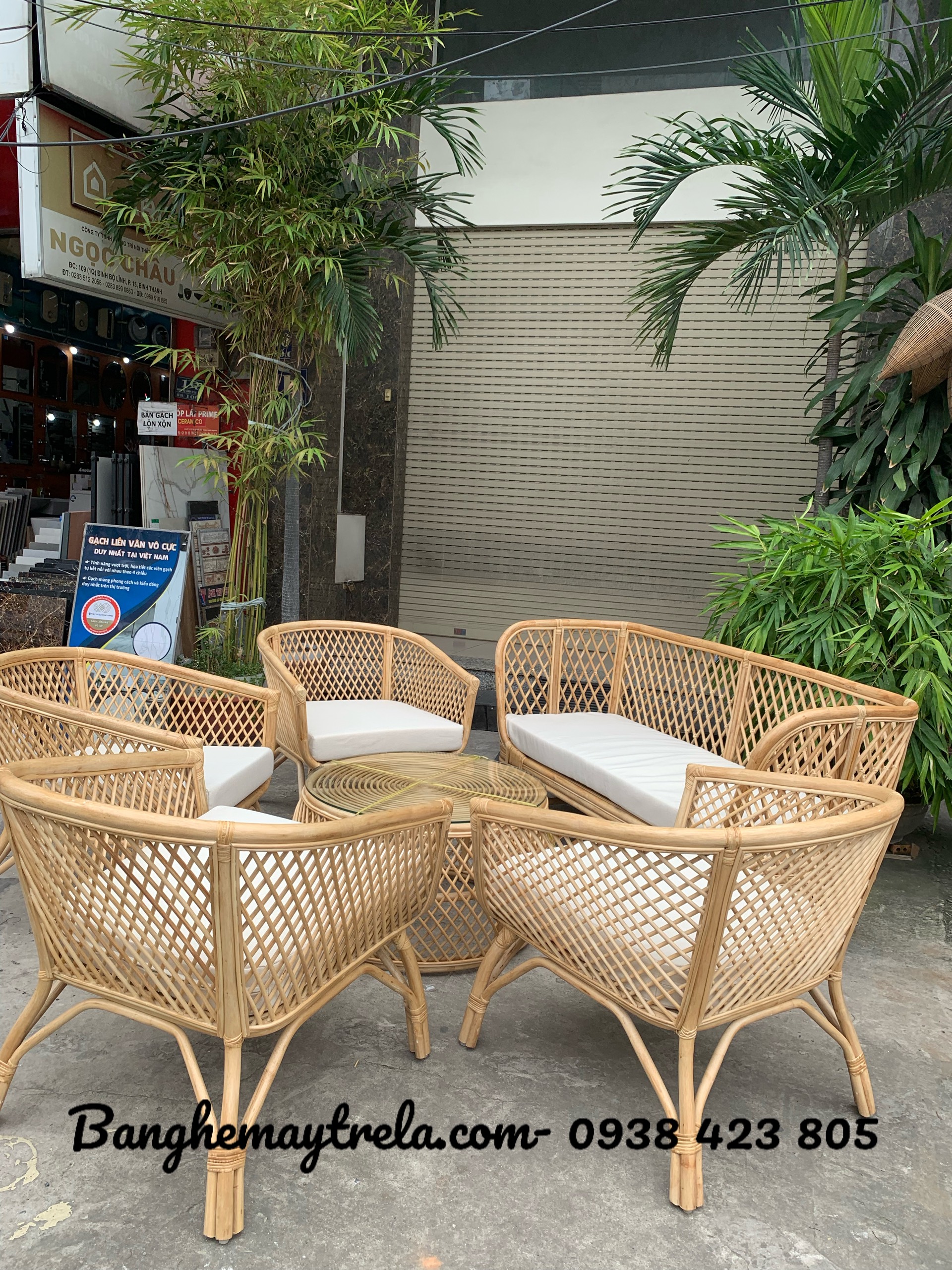 Bàn ghế sofa mây hiện đại phòng khách